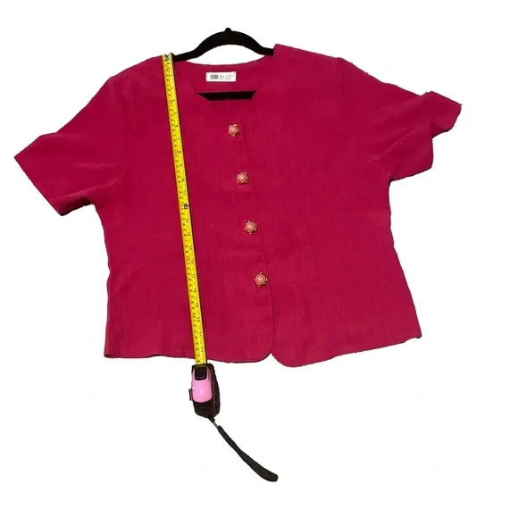 Lady’s Fashion Vintage Fushia Country Club 70s Blouse Woman’s Large - Picture 4 of 4
